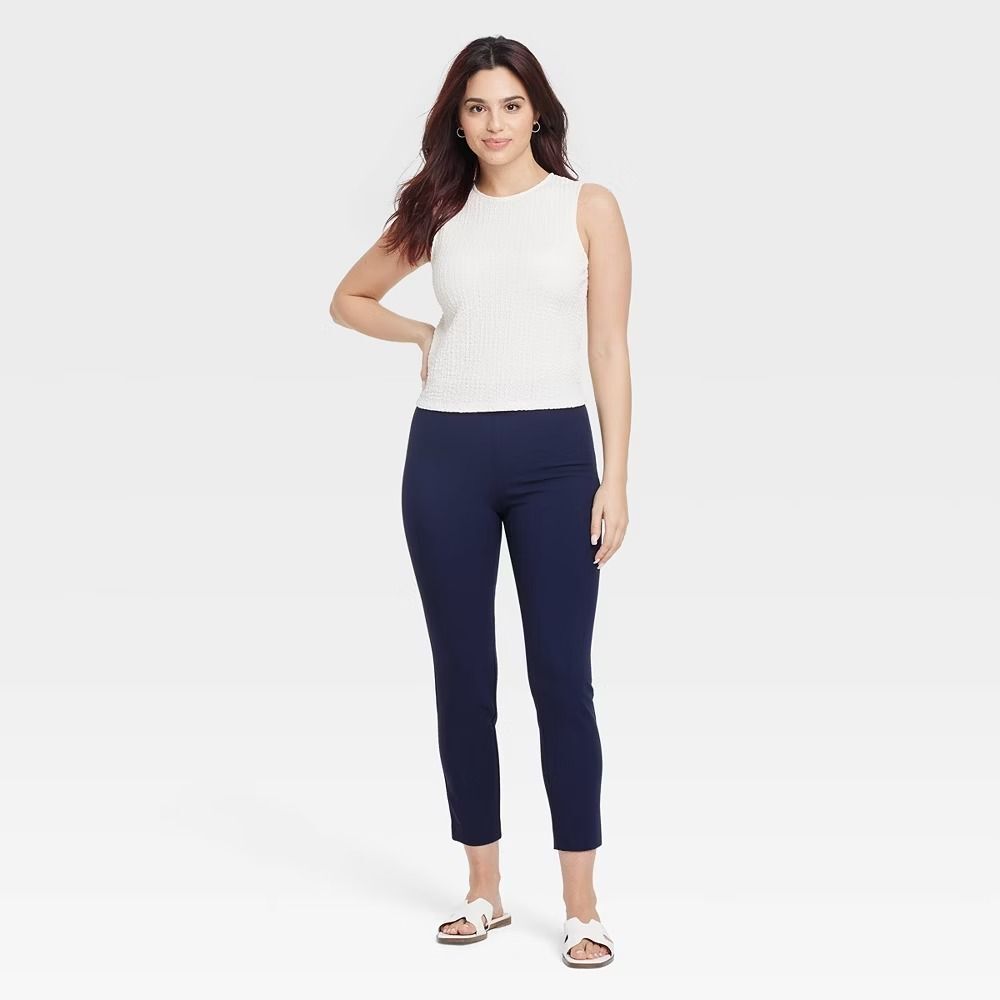 Women's High-Rise Skinny Ankle Pull-On Pants - A New Day Navy 16
